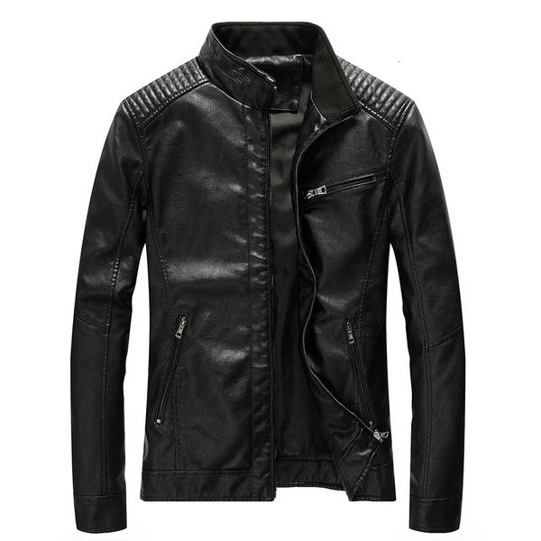 

men spring men's autumn casual leather jacket pu winter shower coat motorcycle outerwear jackets masculine clothes wdht, Black