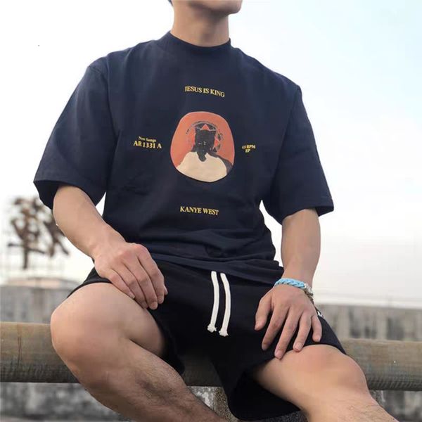 

new 2021 kanye west letter foam casual cotton t-shirt men and women short sleeve oversize summer tees turtleneck loose couple t shirt robj, White;black