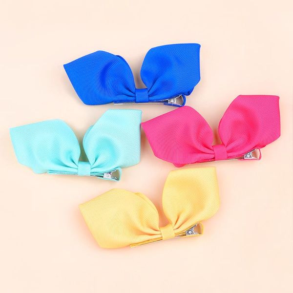 

hair accessories 2pcs/set solid ribbon bows clips vintage bowknot side hairpin cute girls barrettes headdress for women, Slivery;white