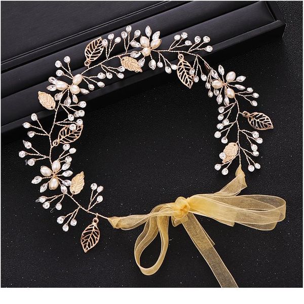 

trendy wedding hair accessories leaf crystal pearl headdress gold headband bridal hair accessories wedding tiara acc qylxpo