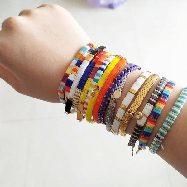 

charm bracelets 2021 tila beaded woven personality fashion trendy women's bracelet boho jewelry pulseras, Golden;silver