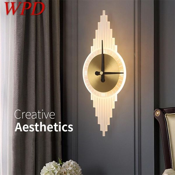 

wall lamp wpd brass lights sconces modern creative led clock shade crystal indoor for home decoration