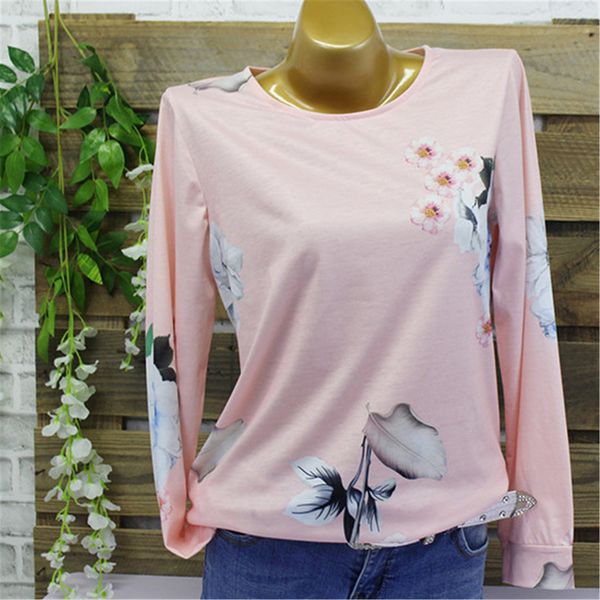 

2021 women's spring and autumn long sleeve printed top, White