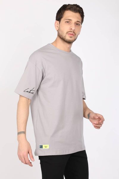 

men's t-shirts male light gray bike collar oversize t-shirt, White;black
