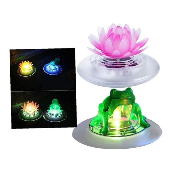 

lawn lamps led solar light water floating lotus frog garden waterproof for decor