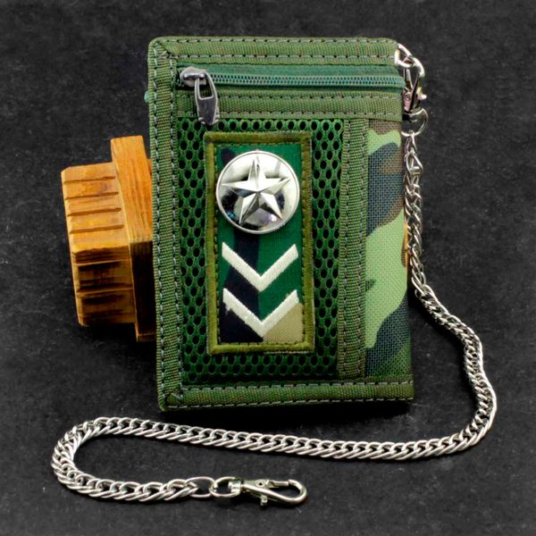 Männer/Jungen Army Fans Star Trifold Wallet Kartenhalter Geldbörse und Sicherheitsmetallkette