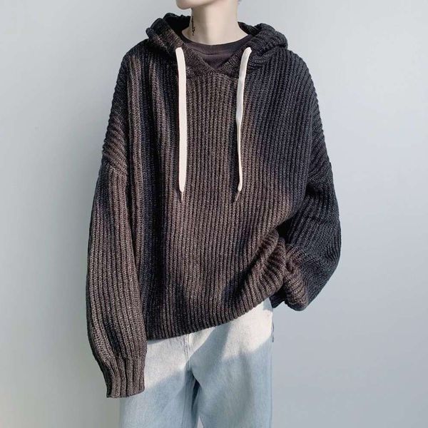 

2021net red hooded coat sweater men's t-shirt thickened loose autumn ruffian handsome temperament black, White;black