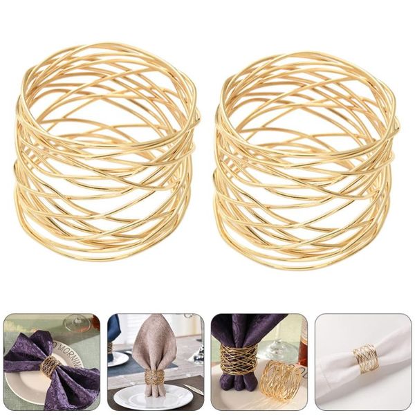 

napkin rings 1 set 6pcs practical iron wire creative buckles (golden)