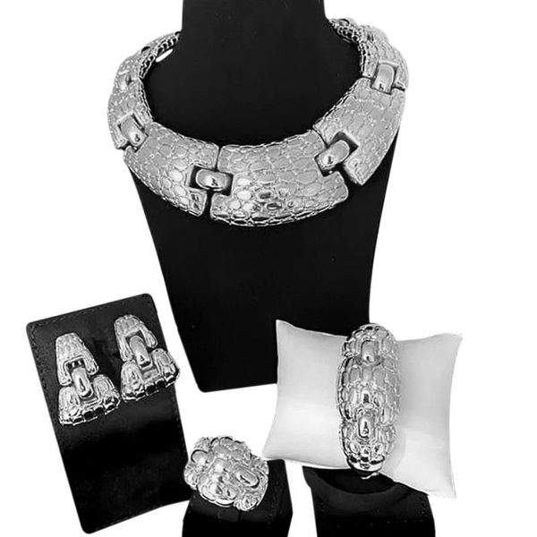 

earrings & necklace yulaili 2021 big earring trends dilver-plated jewelry set the most italian women's bracelets necklaces ring sets, Silver
