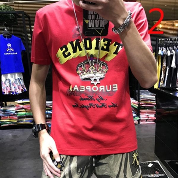 

New 2021 Short-sleeved T-shirt Male Trend Summer Men's Slim Cotton Shirt Collar Men Y1TA, White;black