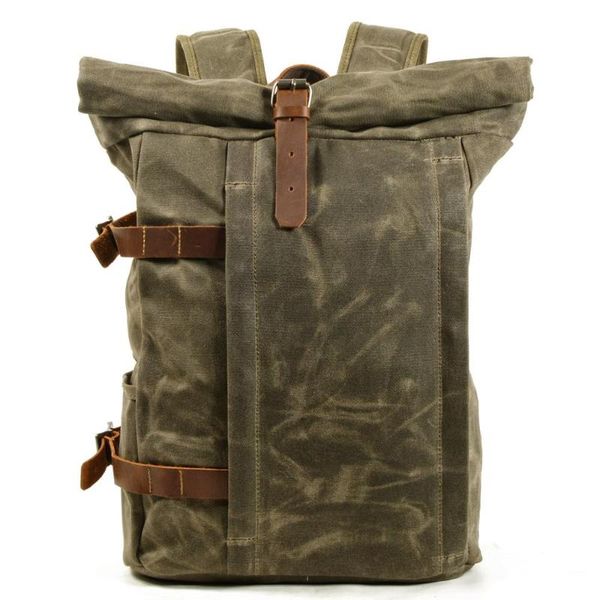 

backpack m418 oil waxed multifunctional anti-theft lapbag outdoor mountaineering waterproof travel leisure