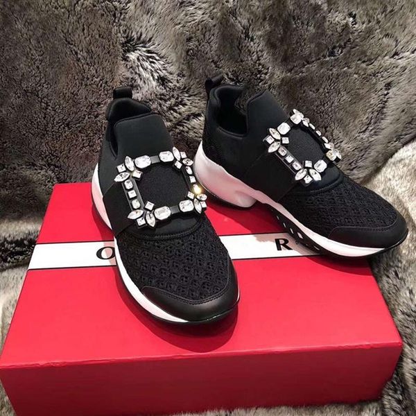 

dress shoes rhinestone women sneakers breathable mesh woman chunky genuine leather leisure chaussures femme, Black