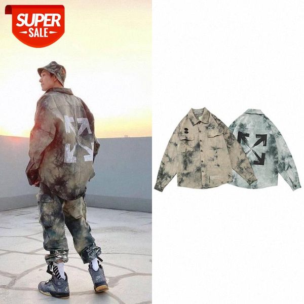 

ow dress mid-length shirt men and women tie-dye white jacket couple trend #mj3g, White;black