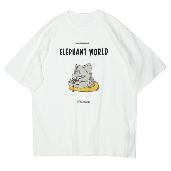 

aelfric 2021 new eden streetwear funny elephant printed t shirt men casual summer harajuku loose fashion short sleeve hip hop black ymgu, White;black