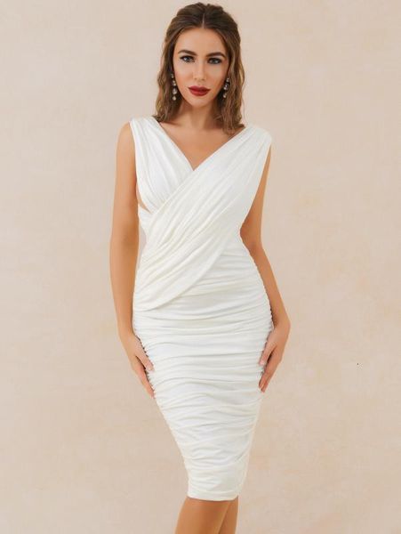 

2021 new women white v neck off shoulder sleeveless celebrity party bodycon bandage dresses wholesale, Black;gray