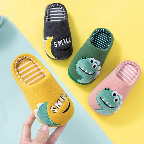 

winter cartoon kids slippers baby girls boys shoe footwear children casual warm home sandals soft sole indoors floor shoes, Black;grey