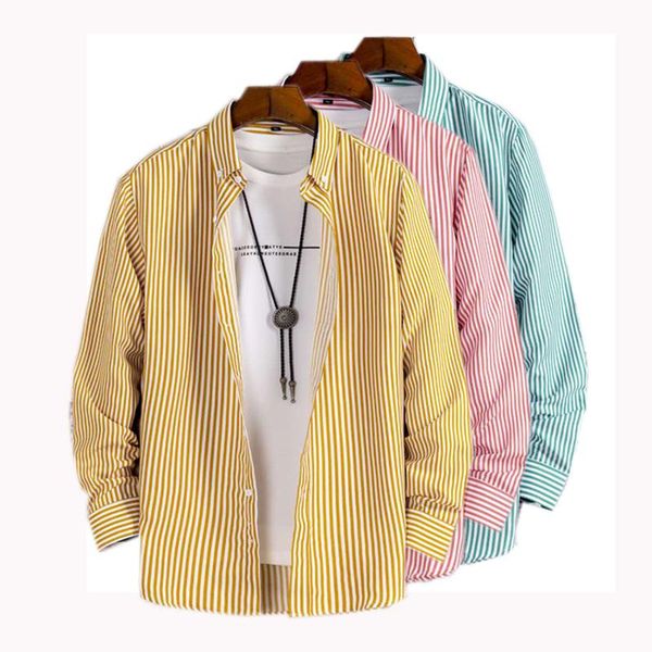 

men's casual shirts men brand shirt daily 100% polyester for spring summer stripes turndown collar fashion broadcloth long sleeve a0828, White;black