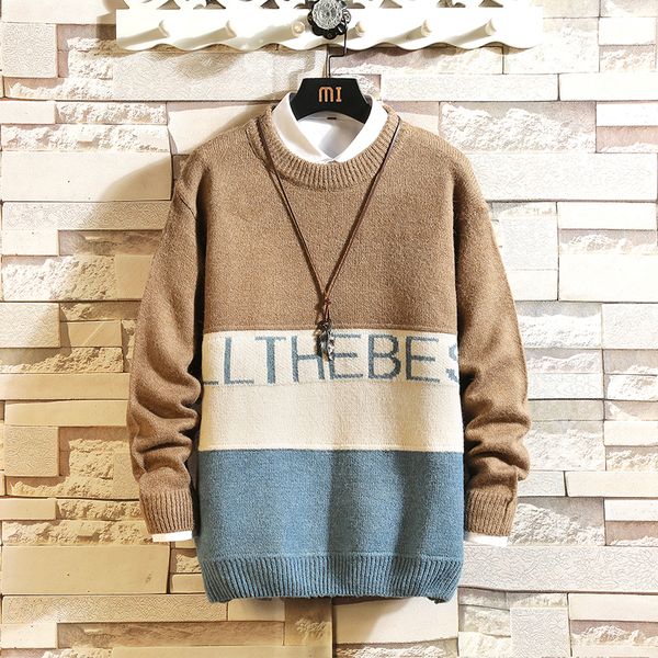 

2021 new sweaters men's striped black long sleeves autumn winter pullover knitted o-neck plus oversize 5xl do5v, White;black