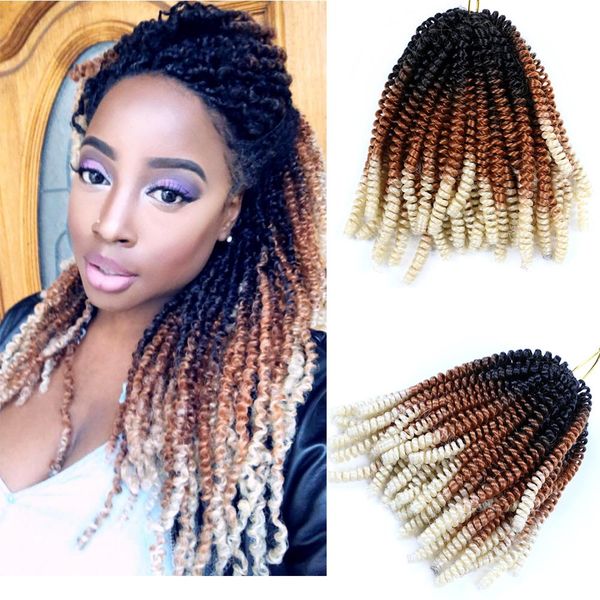 

shanghair fluffy spring twist hair 8 inch 110g/pcs black brown bug passion twist crochet braids synthetic braiding hair extensions