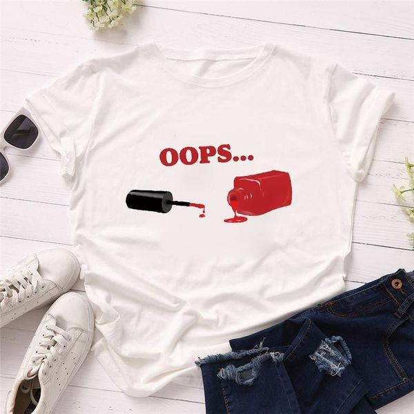 

women 2021 summer opps fingernail print fashion 90s ladies lady t-shirts t shirt ladies womens graphic female tees, White