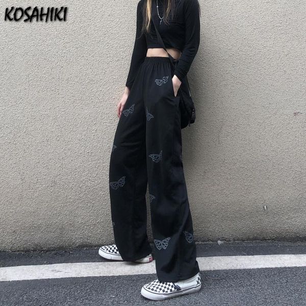 

women's pants & capris kosahiki 2021korean cargo casual loose women trousers butterflies print chic straight fashion all-match 11a194, Black;white