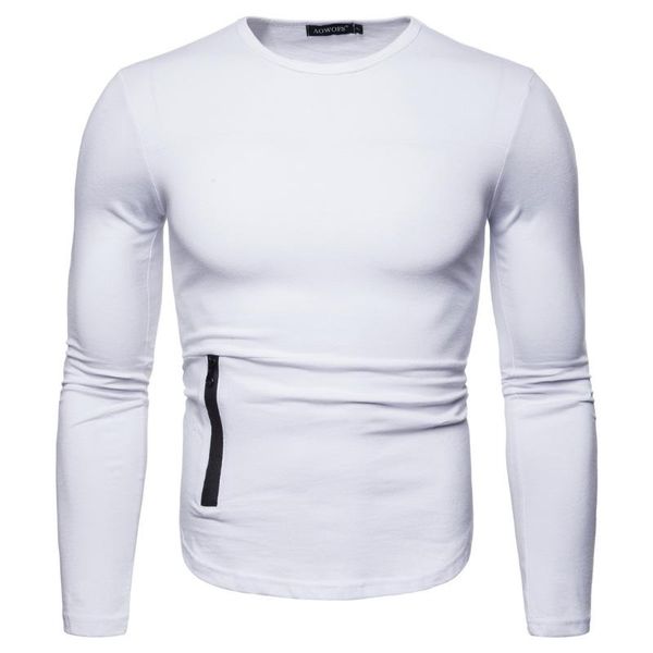 

men's t-shirts 2021 spring autumn men long sleeve t shirt cultivate one's morality mens t-shirt o-neck solid polyester casual clot, White;black