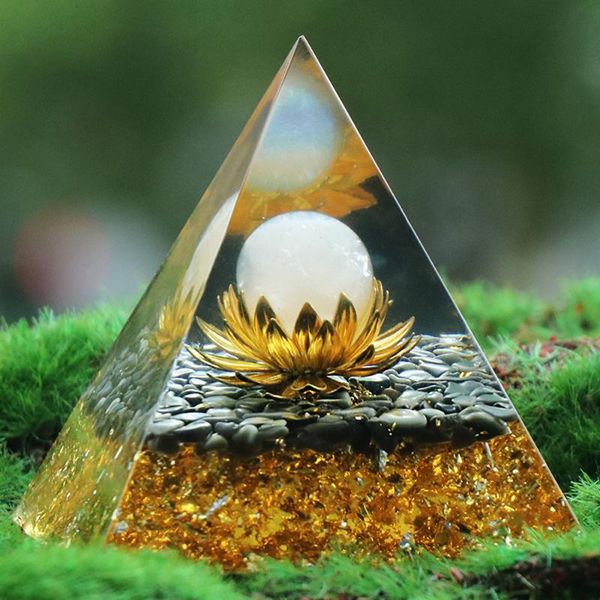

charms natural semi-precious stone furnishing articles pyramid shape orgonite pyramidrose quartz for diy jewelry making home decoration, Bronze;silver