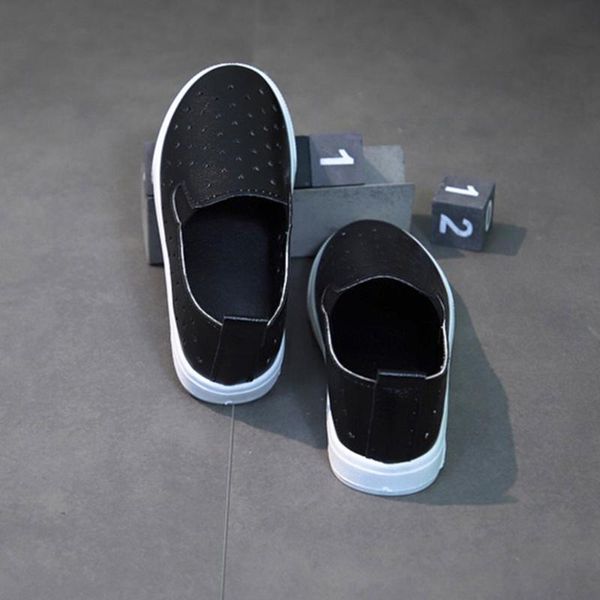 

sneakers children shoes soft leather anti-slip breath infant baby for boys girls star hollow flat slip-on loafers casual, Black;red