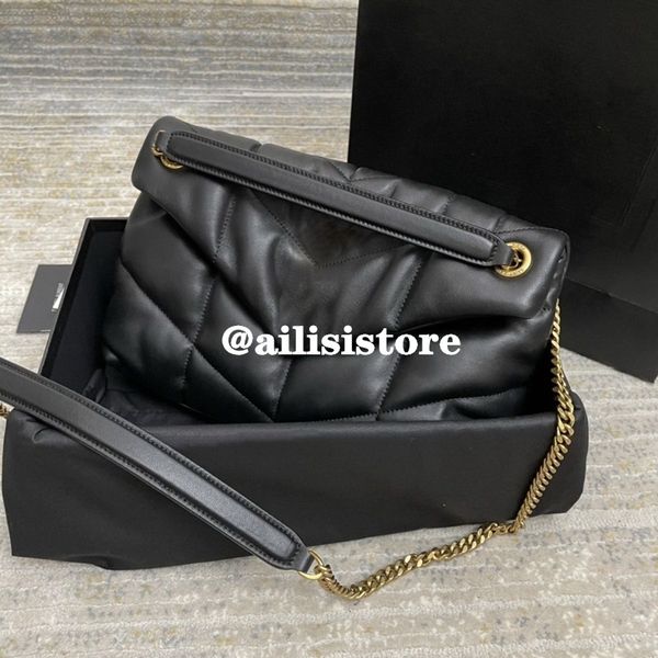 

577476 women loulou puffer shoulder crossbody bags chain messenger bag designer luxurys handbags real sheepskin flap purse cross body backpa, Red;black