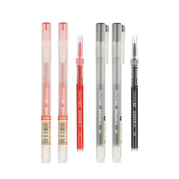 

gel pens 12pc straight liquid pen black&red refillable water based signature rollerball 0.5mm full needle refill