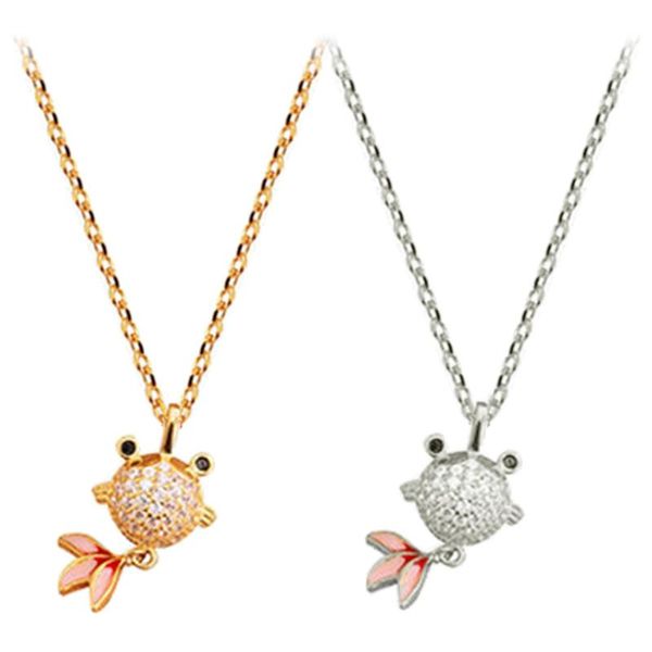 

pendant necklaces goldfish necklace for women 2021 korean fashion aesthetic titanium accessories luxury opal jewelry charm clavicle chain, Silver