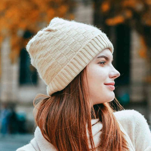

brand caps 2021 autumn and winter new knitted cashmere hat children's baotou ear protection warm wool thickened, versatile casual, Blue;gray