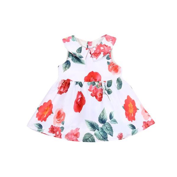 

girl's dresses 2021 sweet kid floral dress pretty born baby girl sleeveless princess flower tutu clothes summer sundress 0-2y, Red;yellow