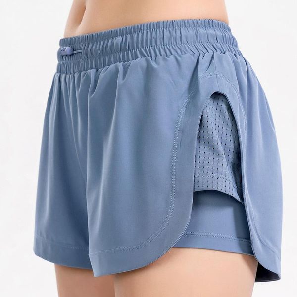 

yoga outfits 2021 summer women fitness shorts elastic waist drawstring loose mesh breathable workout running gym short pants, White;red