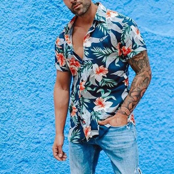 

men's casual shirts modis summer hawaii short sleeve tropical print button down shirt streetwear real sociedad clothing, White;black