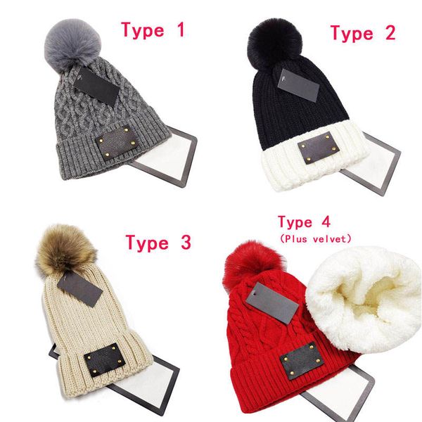 

designer men winter beanie knitted cotton warm hat classical sports skull caps ladies casual outdoor plus velvet cap beanies 20colors 4type, Blue;gray