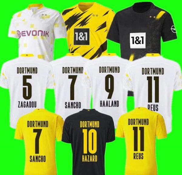 

borussia dortmund 20 21 haaland reus bellingham soccer jersey hazard sancho brandt 2020 football shirt men kids balr signature, Black;yellow