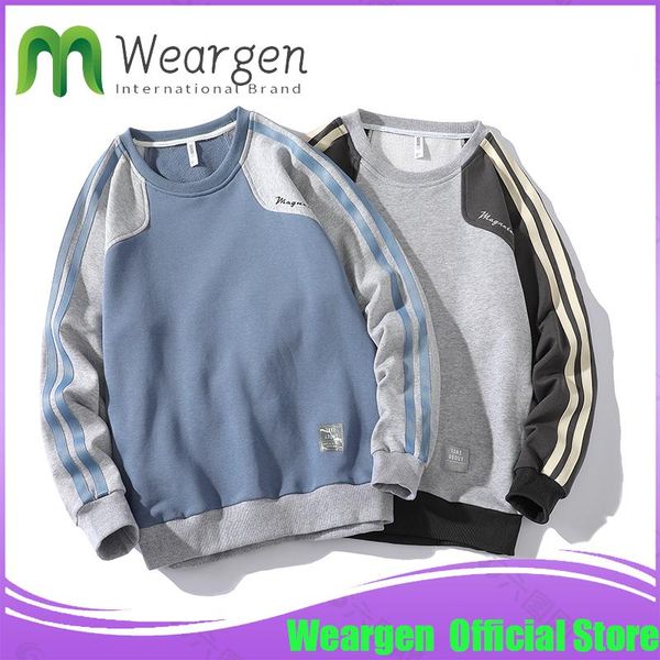 

men's hoodies & sweatshirts weargen men round collar mens long sleeve sweatshirt casual streetwear male fashion autumn 1812, Black