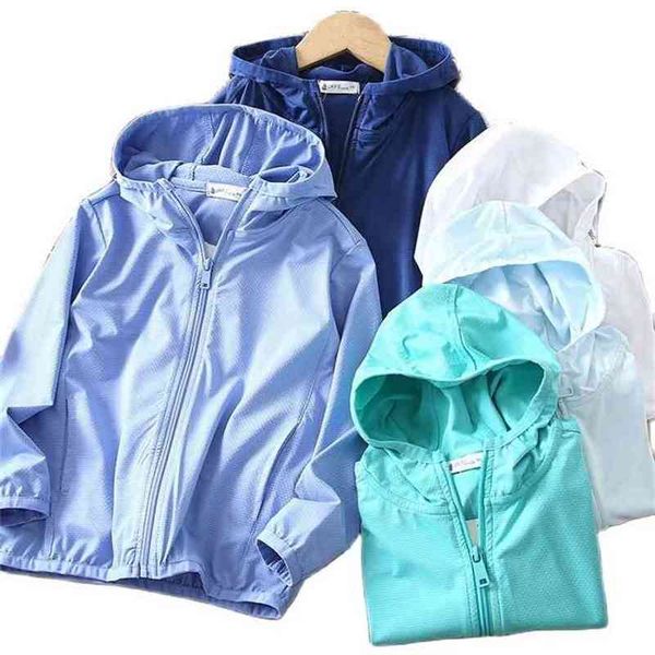 

children's sunscreen clothing student boys and girls summer thin breathable jacket baby ice silk skin p4694 210622, Blue;gray