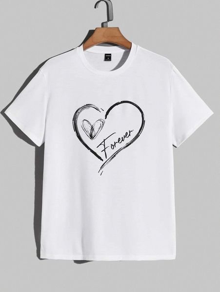 

men heart & letter graphic tee h7yx#, White;black