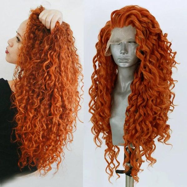 

synthetic wigs rongduoyi 13x6 lace front for women high temperature fiber wig orange hair curly side part cosplay, Black