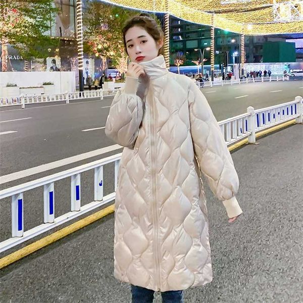 

black cotton-padded warm loose big size jacket woman's parkas fashion winter long sleeve solid color street all-match coat 211027, Black;brown