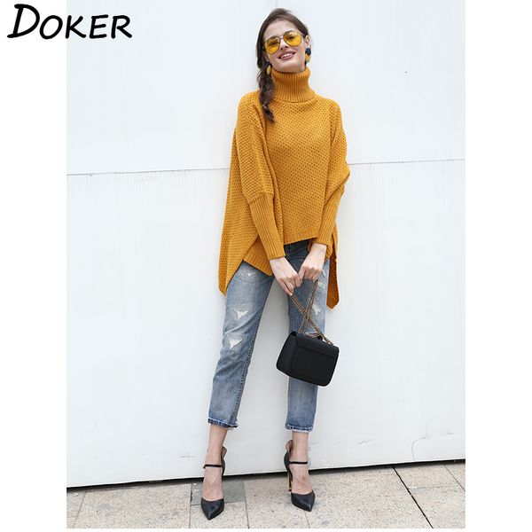 

2021 new casual autumn winter turtleneck women oversized batwing knitted sweater long sleeve pullovers knitwear akho, White;black