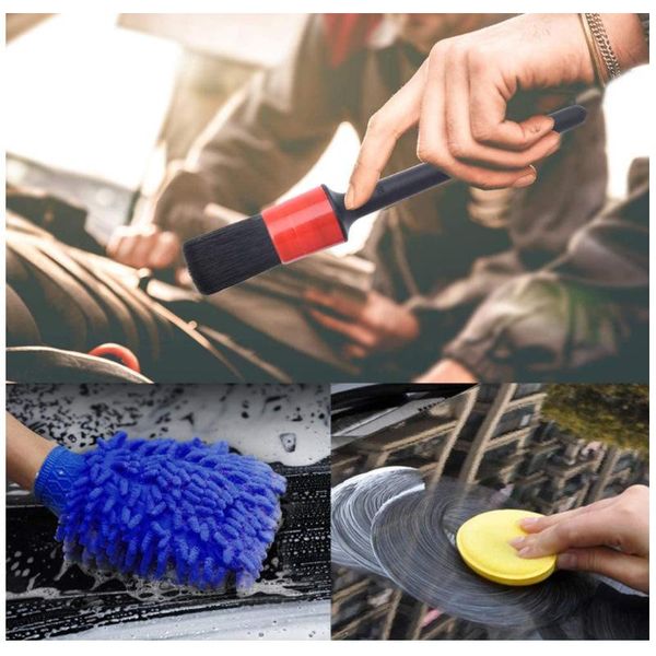 

care products 4 types optional auto beauty detailing brush kit boar hair vehicle engine wheel cleaning brushes