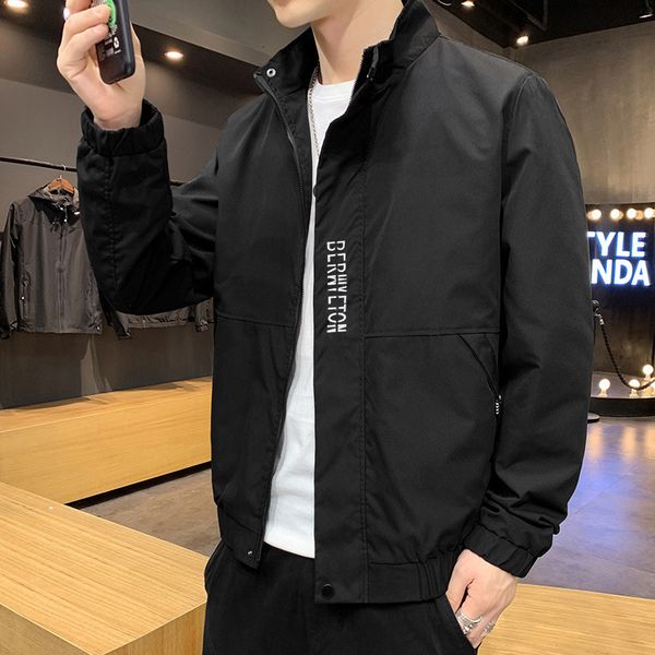 

jacket men's spring and autumn new coat korean loose youth versatile fashion collar handsome clothes, Black;brown