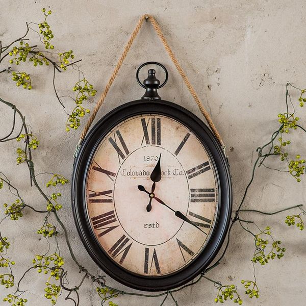 

metal living room wall clock silent large clock hanging wall retro nostalgic wrought iron montre murale home decoration ef50wc