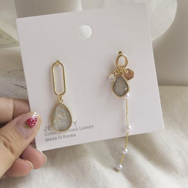 

dangle & chandelier fashion temperament pearl earrings jewelry gifts women thin chain chic asymmetry tassel drop, Silver