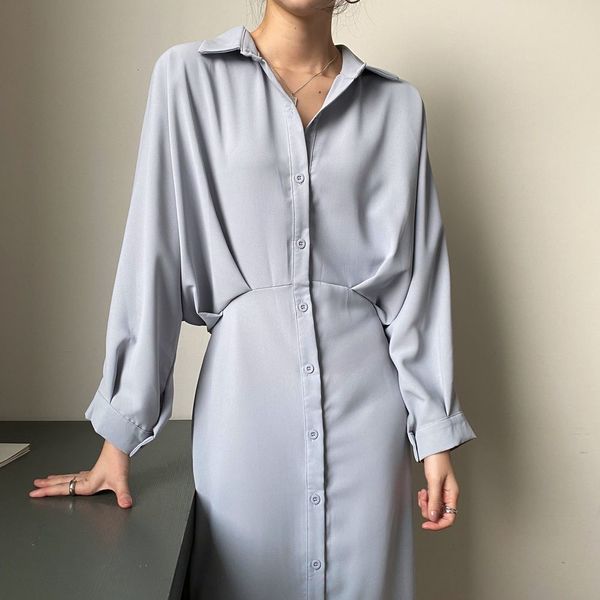 

new all match solid loose ol streetwear 2021 korean stylish shirts femme long sleeve es vestidos fpbd, Black;gray