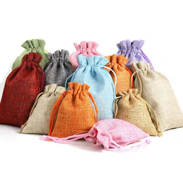 

gift wrap drawstring jute 10pcs/lot wedding bags natural burlap bag jewelry packaging multi size candy