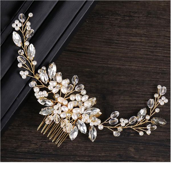 

trendy gold pearl crystal bridal hair comb hair accessories wedding bridal headpiece hair ornaments bride women jllwol, Silver